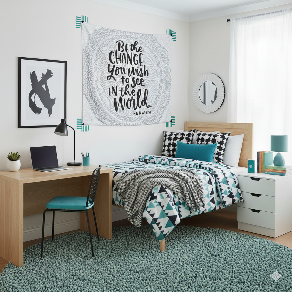 Be the change you wish to see in the world tapestry hand letttered 