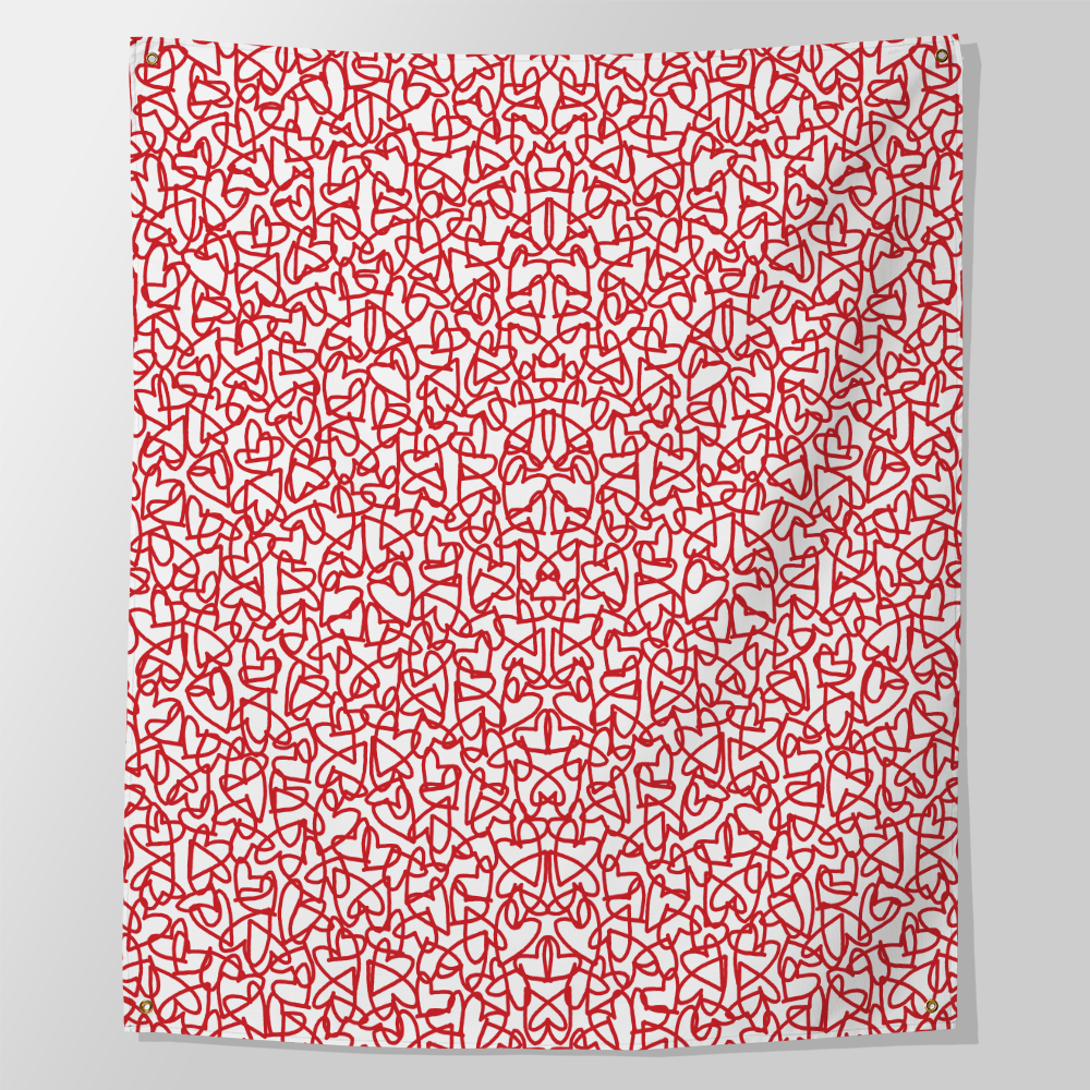 red hearts wall tapestry