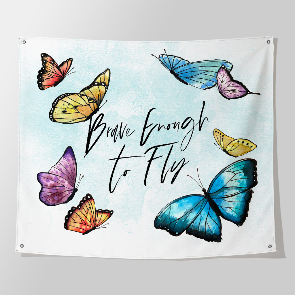 Brave Enough to Fly Tapestry with Butterflies