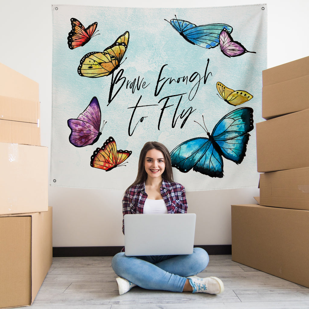 Brave Enough to Fly Tapestry with Butterflies